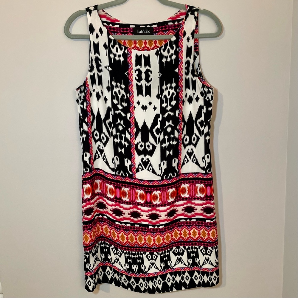 Fab'rik Black and Pink Tribal Mini Dress